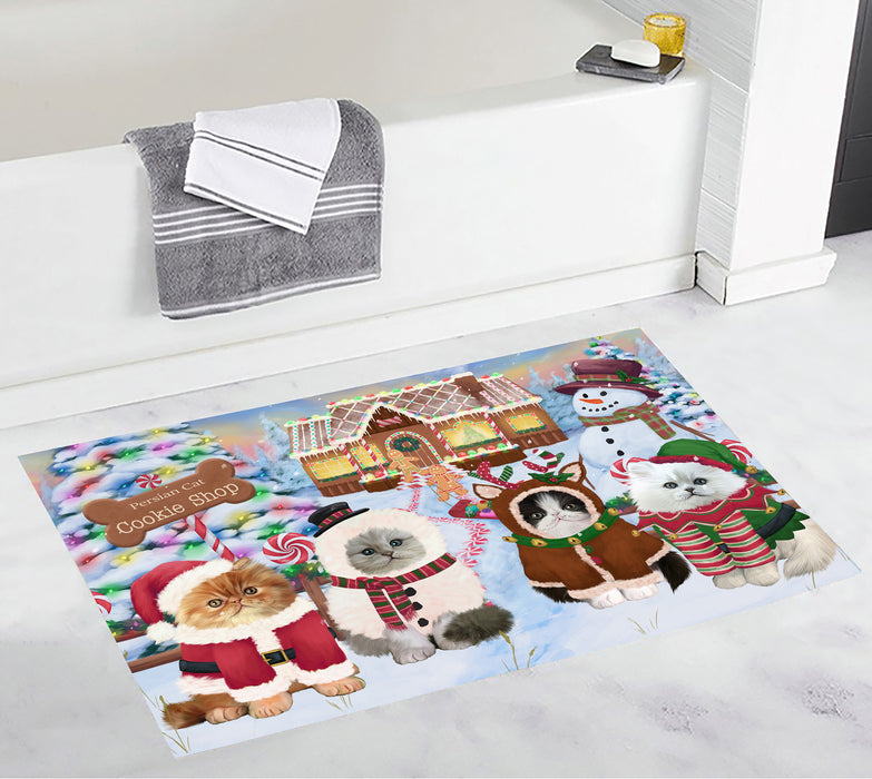 Holiday Gingerbread Cookie Persian Cats Bath Mat