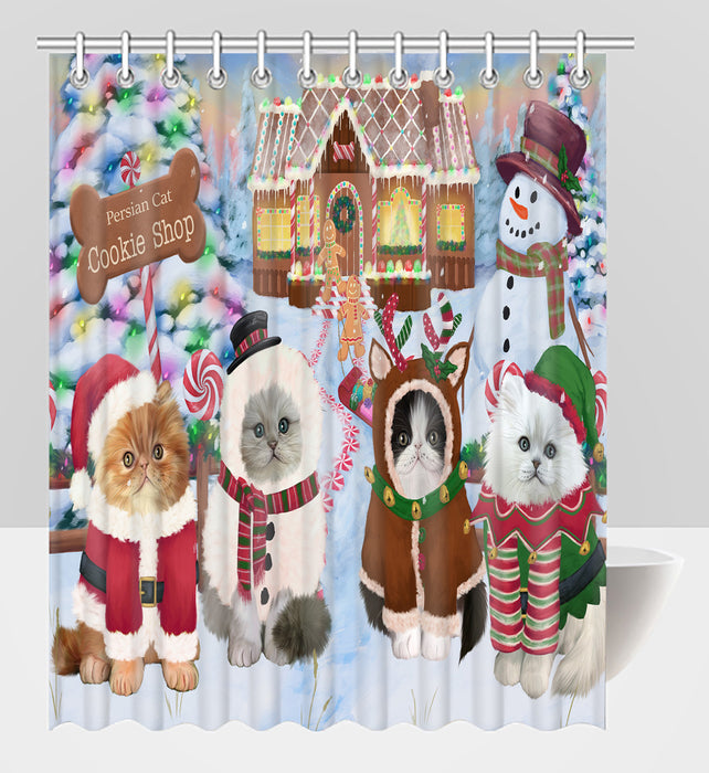 Holiday Gingerbread Cookie Persian Cats Shower Curtain