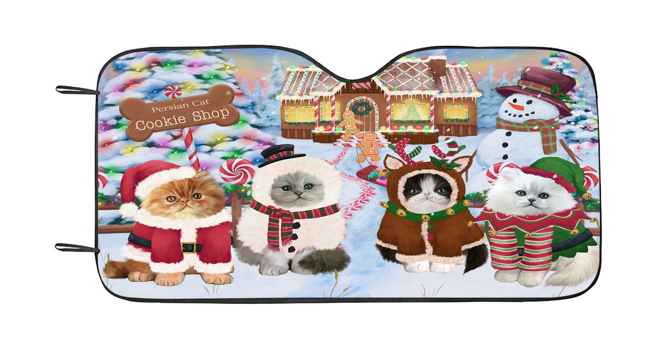 Holiday Gingerbread Cookie Persian Cats Car Sun Shade