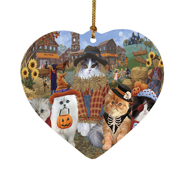 Halloween 'Round Town Persian Cats Heart Christmas Ornament HPOR57515