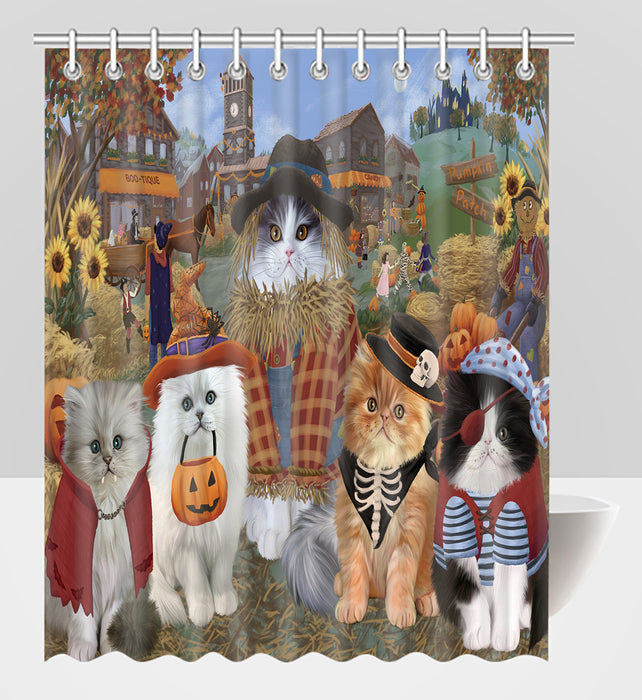 Halloween 'Round Town Persian Cats Shower Curtain