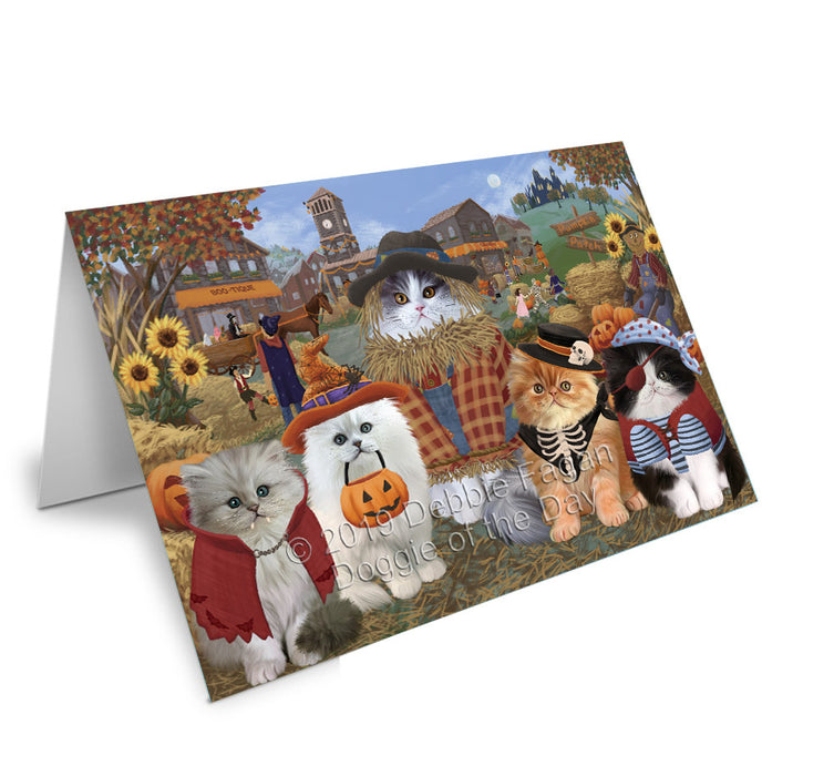 Halloween 'Round Town Persian Cats Handmade Artwork Assorted Pets Greeting Cards and Note Cards with Envelopes for All Occasions and Holiday Seasons GCD77891