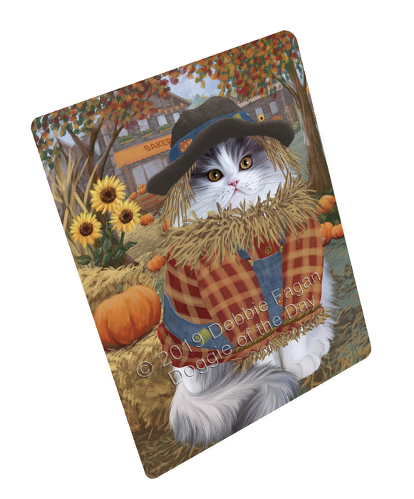 Halloween 'Round Town And Fall Pumpkin Scarecrow Both Persian Cats Cutting Board C77359