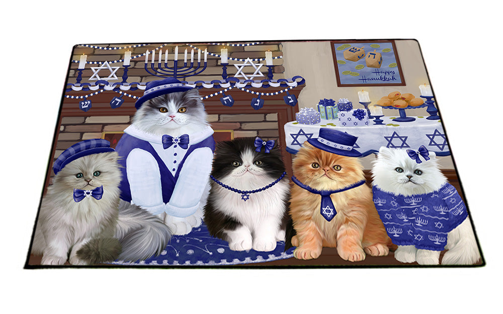 Happy Hanukkah Family Persian Cats Floormat FLMS54173