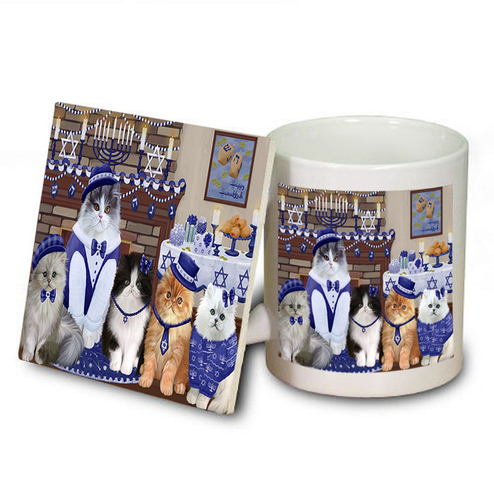 Happy Hanukkah Family Persian Cats Mug and Coaster Set MUC57267