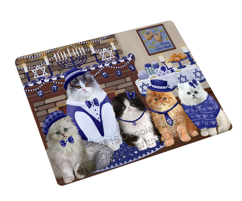 Happy Hanukkah Family Persian Cats Cutting Board - For Kitchen - Scratch & Stain Resistant - Designed To Stay In Place - Easy To Clean By Hand - Perfect for Chopping Meats, Vegetables