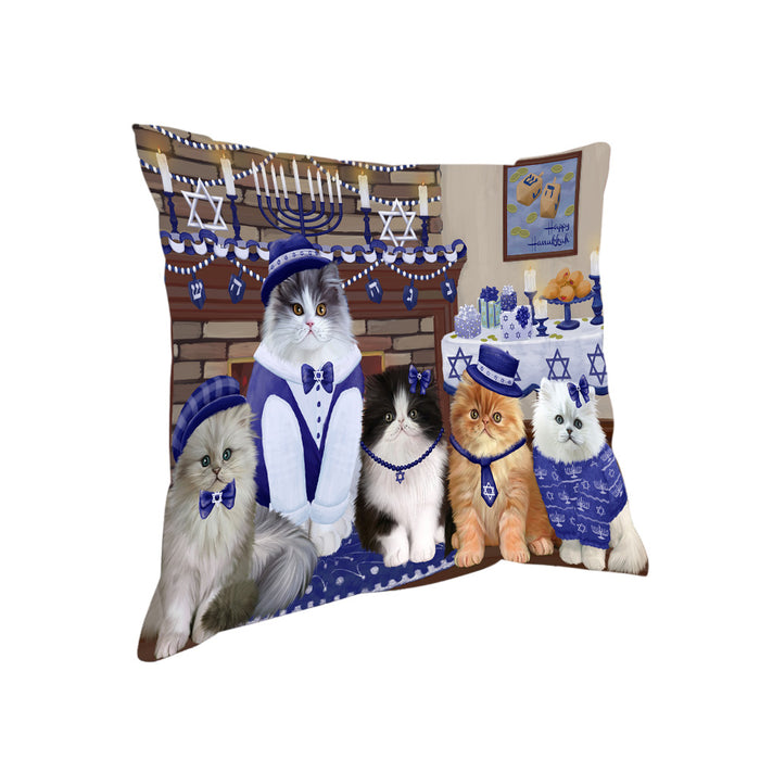 Happy Hanukkah Family Persian Cats Pillow with Top Quality High-Resolution Images - Ultra Soft Pet Pillows for Sleeping - Reversible & Comfort - Ideal Gift for Dog Lover - Cushion for Sofa Couch Bed - 100% Polyester