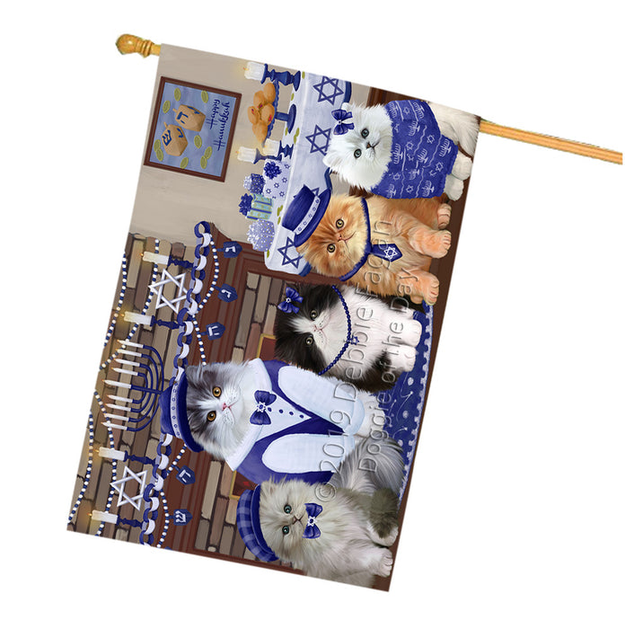 Happy Hanukkah Family Persian Cats House Flag FLG66114