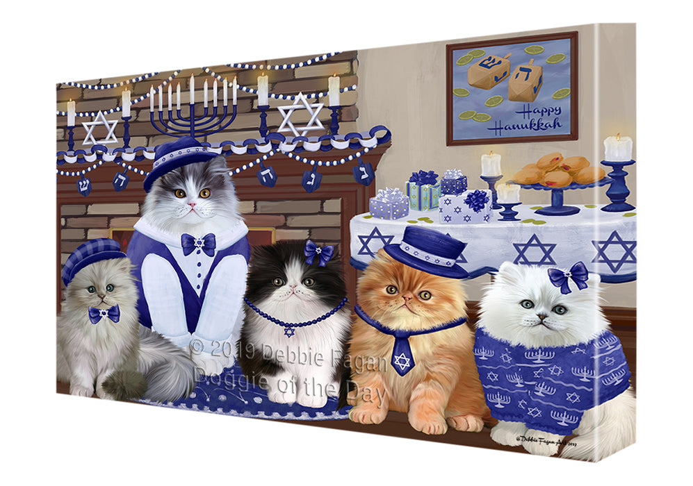 Happy Hanukkah Family Persian Cats Canvas Print Wall Art Décor CVS141326