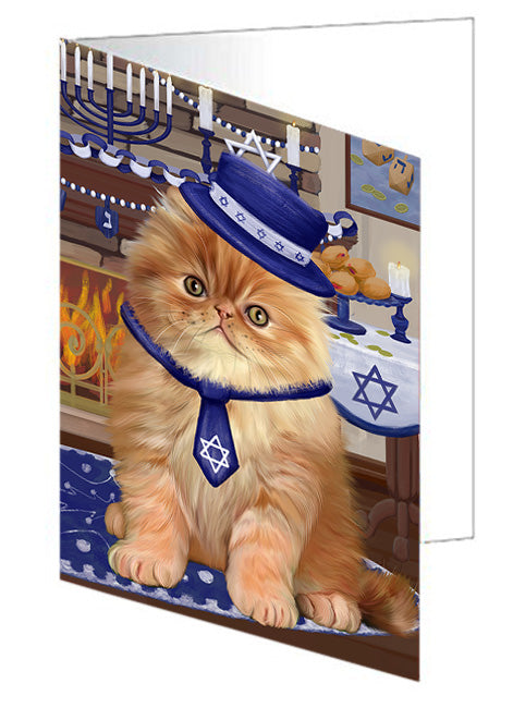 Happy Hanukkah  Persian Cats Handmade Artwork Assorted Pets Greeting Cards and Note Cards with Envelopes for All Occasions and Holiday Seasons GCD79778