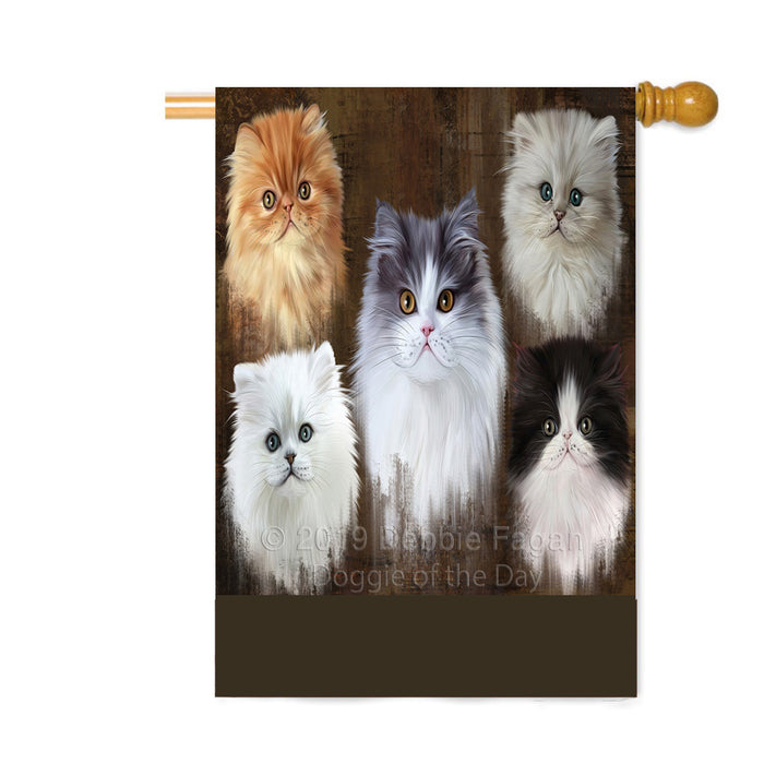 Personalized Rustic 5 Persian Cats Custom House Flag FLG-DOTD-A62622