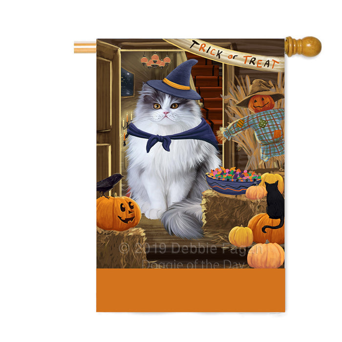 Personalized Enter at Own Risk Trick or Treat Halloween Persian Cat Custom House Flag FLG-DOTD-A59715