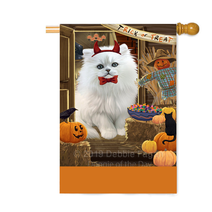 Personalized Enter at Own Risk Trick or Treat Halloween Persian Cat Custom House Flag FLG-DOTD-A59719