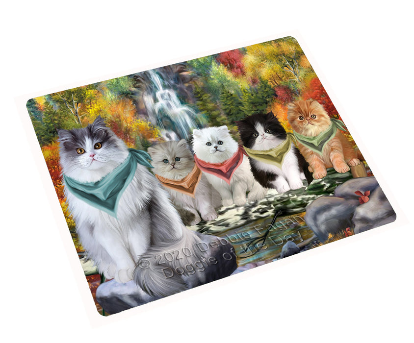 Scenic Waterfall Persian Cats Cutting Board - For Kitchen - Scratch & Stain Resistant - Designed To Stay In Place - Easy To Clean By Hand - Perfect for Chopping Meats, Vegetables