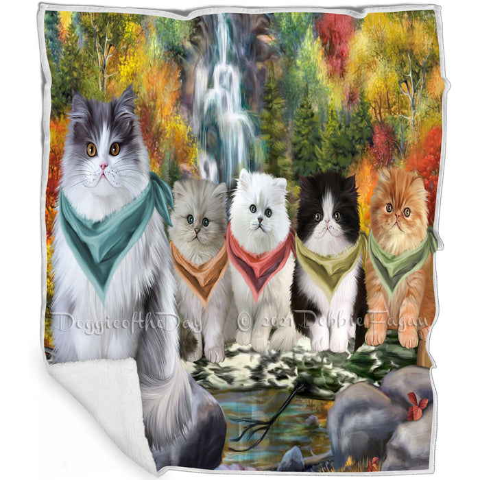 Scenic Waterfall Persian Cats Blanket BLNKT142573