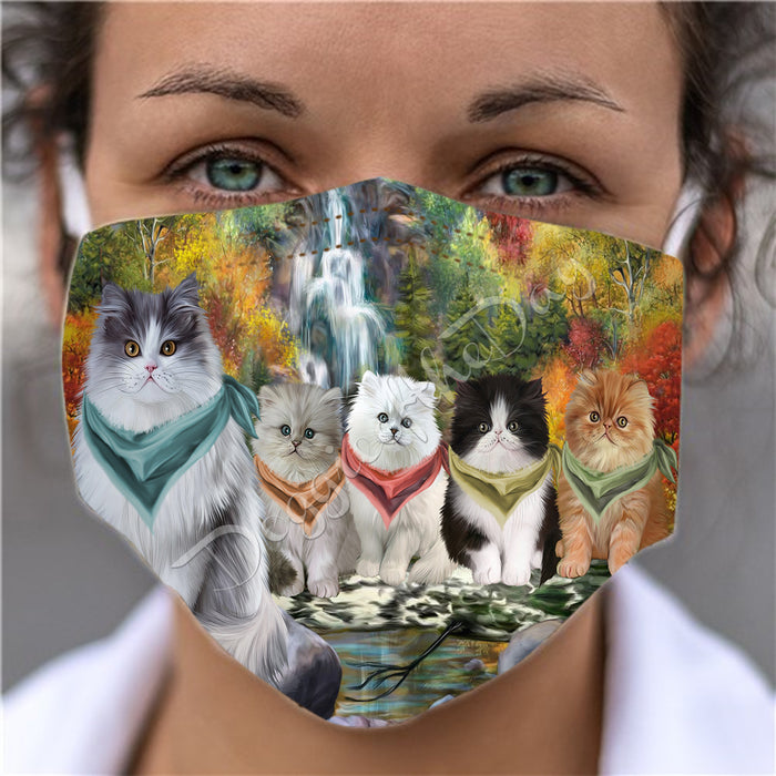 Scenic Waterfall Persian Cats Face Mask FM49323
