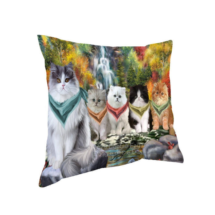Scenic Waterfall Persian Cats Pillow with Top Quality High-Resolution Images - Ultra Soft Pet Pillows for Sleeping - Reversible & Comfort - Ideal Gift for Dog Lover - Cushion for Sofa Couch Bed - 100% Polyester