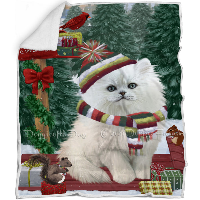 Merry Christmas Woodland Sled Persian Cat Blanket BLNKT114312