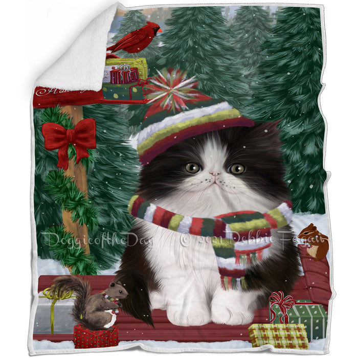 Merry Christmas Woodland Sled Persian Cat Blanket BLNKT114294