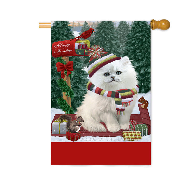 Personalized Merry Christmas Woodland Sled Persian Cat Custom House Flag FLG-DOTD-A61700