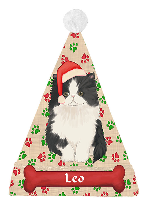 Pet Name Personalized Christmas Paw Print Persian Cats Santa Hat