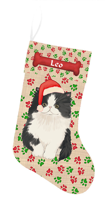 Pet Name Personalized Christmas Paw Print Persian Cats Stocking
