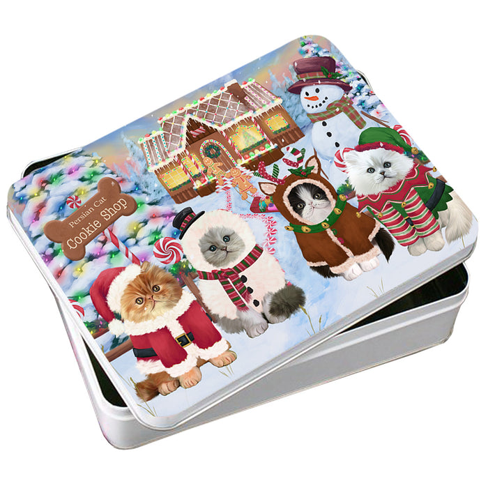 Holiday Gingerbread Cookie Shop Persian Cats Photo Storage Tin PITN56451