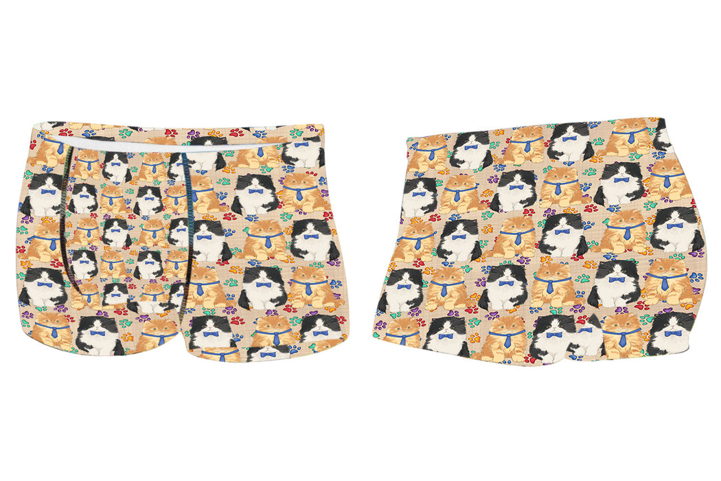 Rainbow Paw Print Persian Cats BlueMen's All Over Print Boxer Briefs
