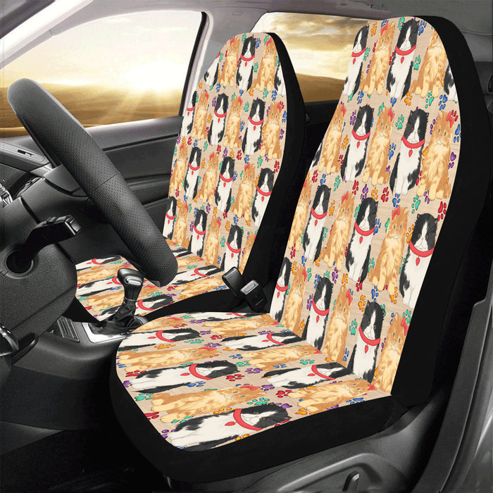 Rainbow Paw Print Persian Cats Red Car Seat Covers (Set of 2)