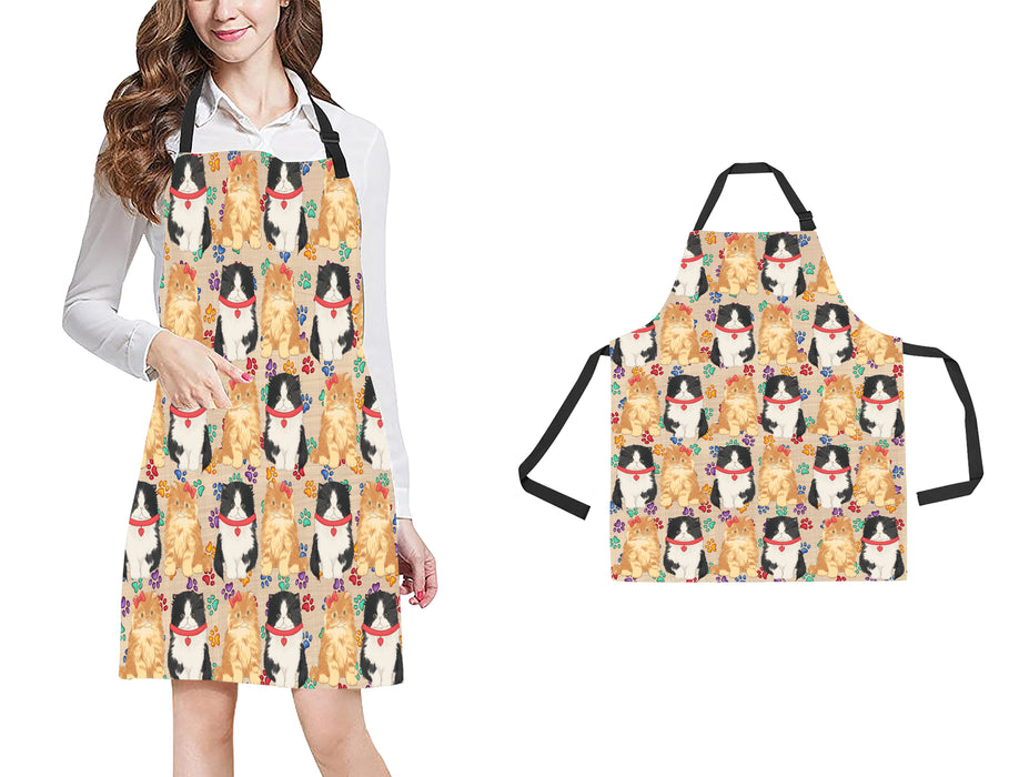 Rainbow Paw Print Persian Cats Red All Over Print Adjustable Apron