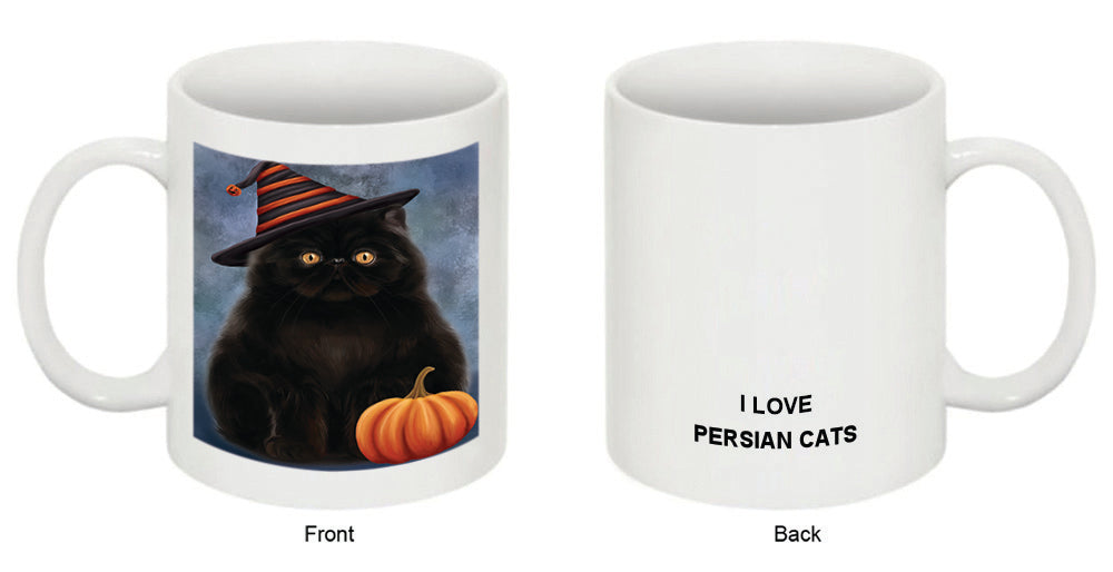 Happy Halloween Persian Cat Wearing Witch Hat with Pumpkin Coffee Mug MUG50365