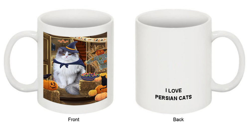 Enter at Own Risk Trick or Treat Halloween Persian Cat Coffee Mug MUG48607