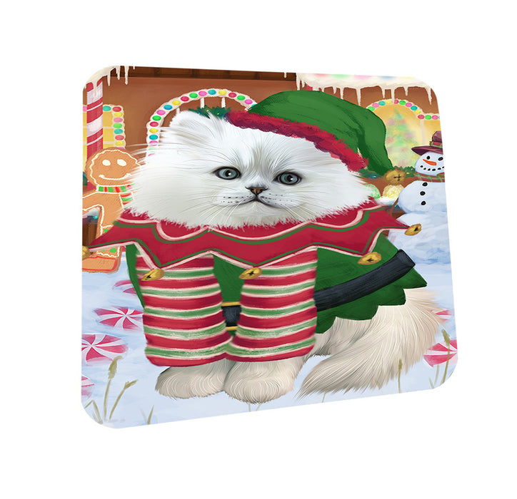 Christmas Gingerbread House Candyfest Persian Cat Coasters Set of 4 CST56428