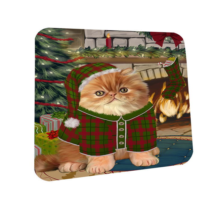 The Stocking was Hung Persian Cat Coasters Set of 4 CST55512