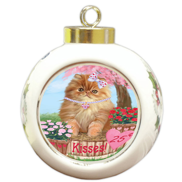 Rosie 25 Cent Kisses Persian Cat Round Ball Christmas Ornament RBPOR56339