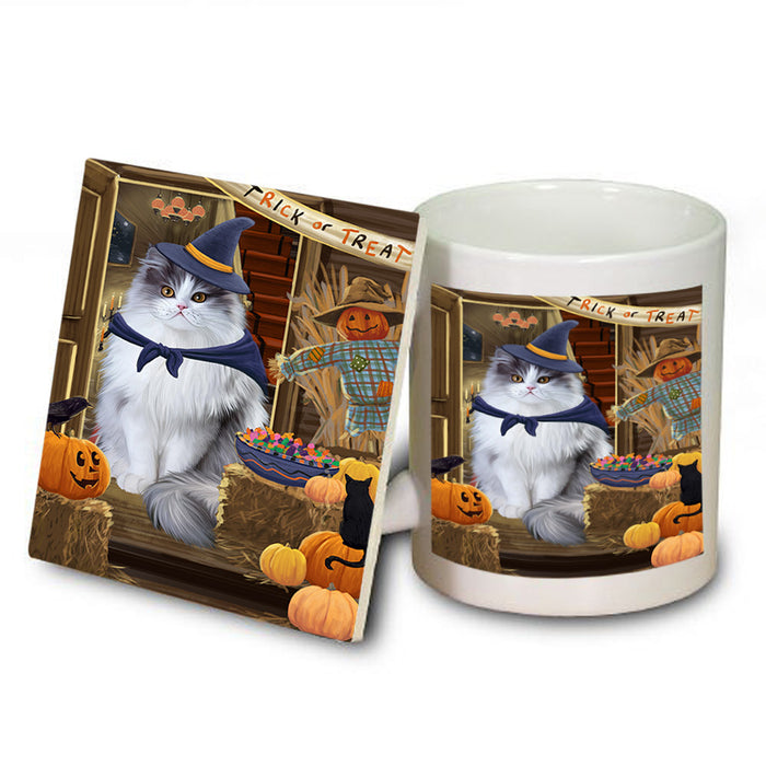 Enter at Own Risk Trick or Treat Halloween Persian Cat Mug and Coaster Set MUC53201
