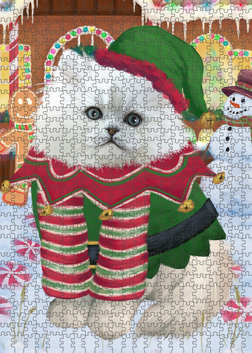 Christmas Gingerbread House Candyfest Persian Cat Puzzle with Photo Tin PUZL94080
