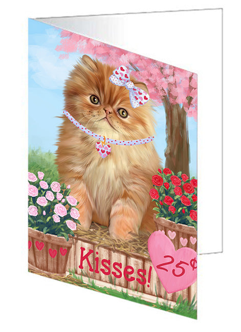 Rosie 25 Cent Kisses Persian Cat Handmade Artwork Assorted Pets Greeting Cards and Note Cards with Envelopes for All Occasions and Holiday Seasons GCD72464