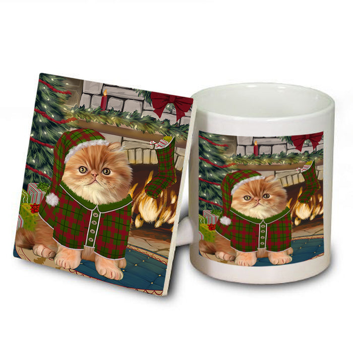 The Stocking was Hung Persian Cat Mug and Coaster Set MUC55546