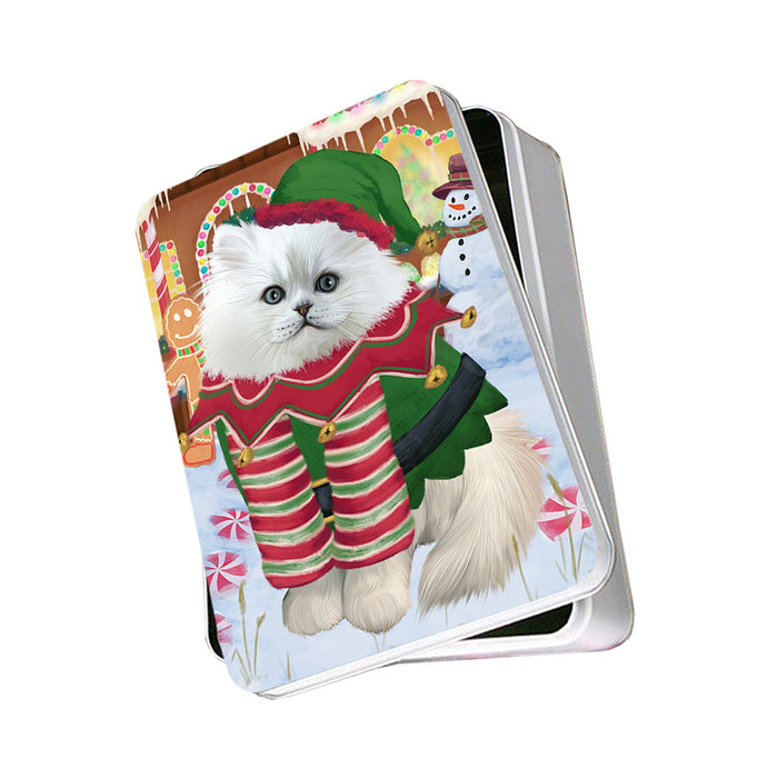 Christmas Gingerbread House Candyfest Persian Cat Photo Storage Tin PITN56413