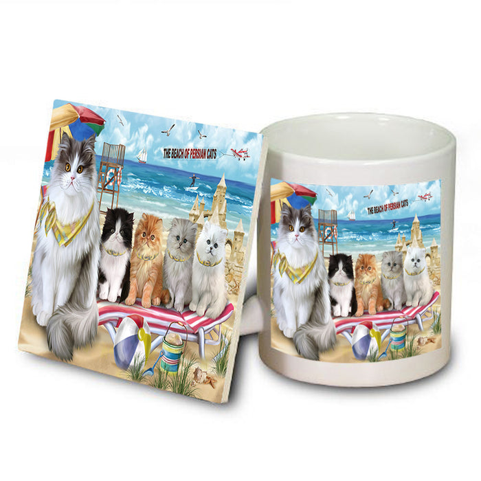 Pet Friendly Beach Persian Cats Mug and Coaster Set MUC54165