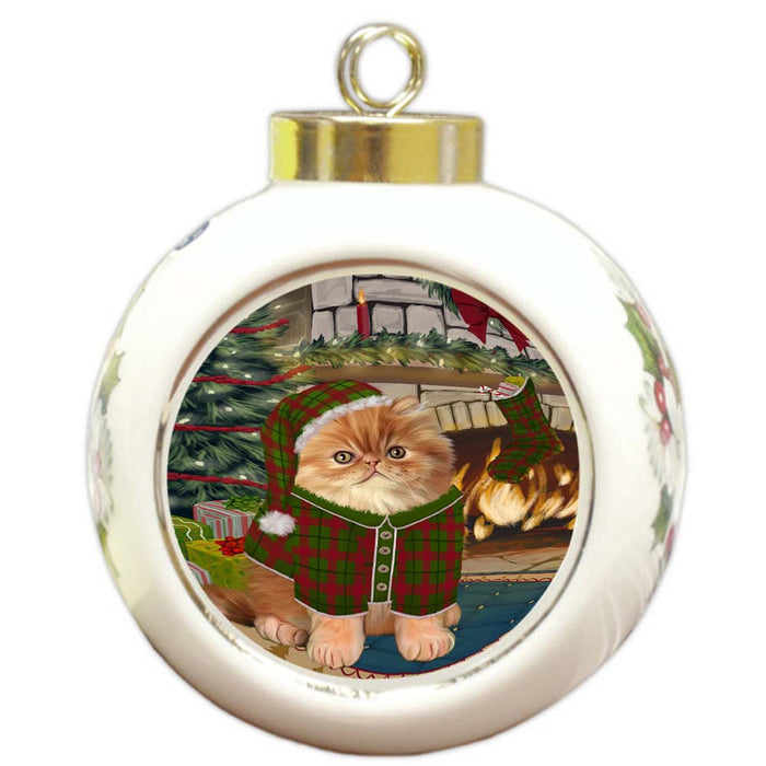 The Stocking was Hung Persian Cat Round Ball Christmas Ornament RBPOR55910