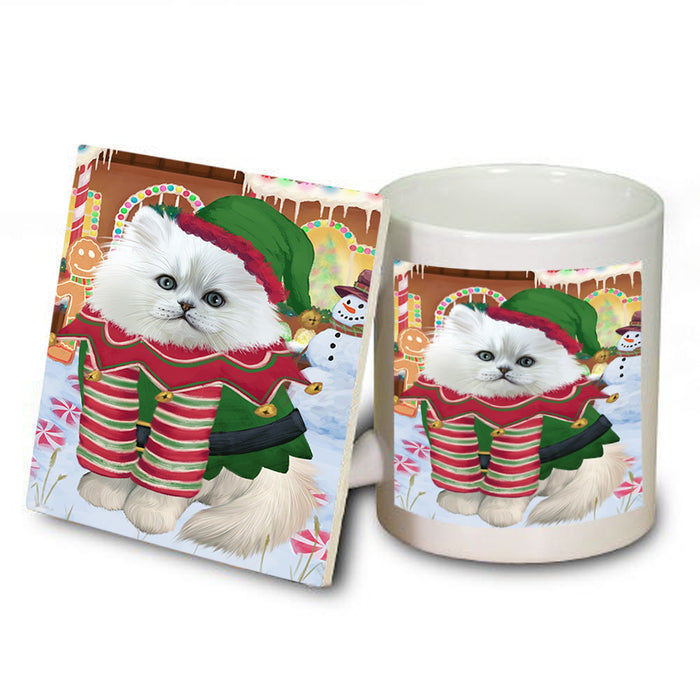 Christmas Gingerbread House Candyfest Persian Cat Mug and Coaster Set MUC56462