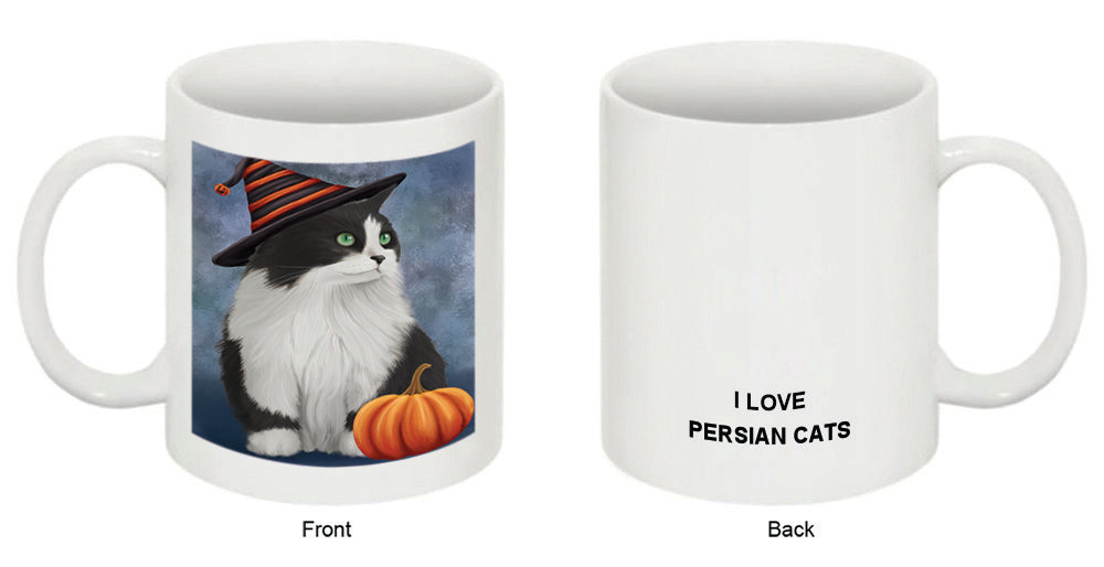 Happy Halloween Persian Cat Wearing Witch Hat with Pumpkin Coffee Mug MUG50364