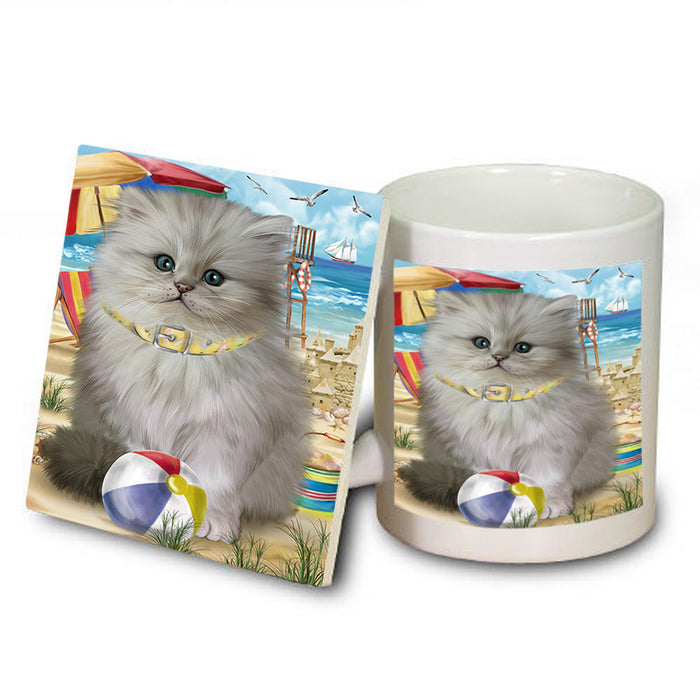 Pet Friendly Beach Persian Cat Mug and Coaster Set MUC54166