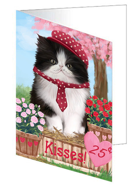 Rosie 25 Cent Kisses Persian Cat Handmade Artwork Assorted Pets Greeting Cards and Note Cards with Envelopes for All Occasions and Holiday Seasons GCD72467