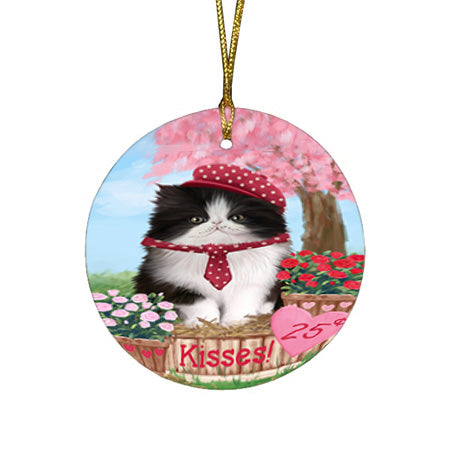 Rosie 25 Cent Kisses Persian Cat Round Flat Christmas Ornament RFPOR56340