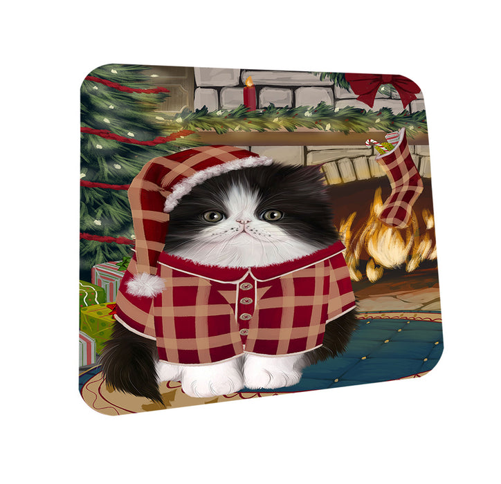 The Stocking was Hung Persian Cat Coasters Set of 4 CST55513