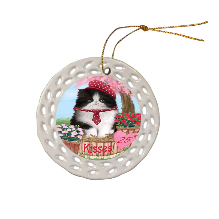 Rosie 25 Cent Kisses Persian Cat Ceramic Doily Ornament DPOR56340