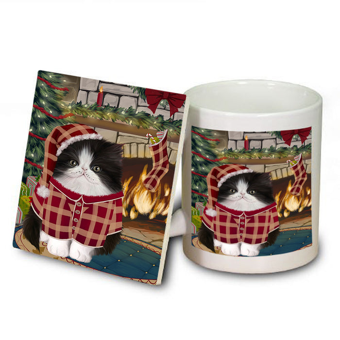 The Stocking was Hung Persian Cat Mug and Coaster Set MUC55547